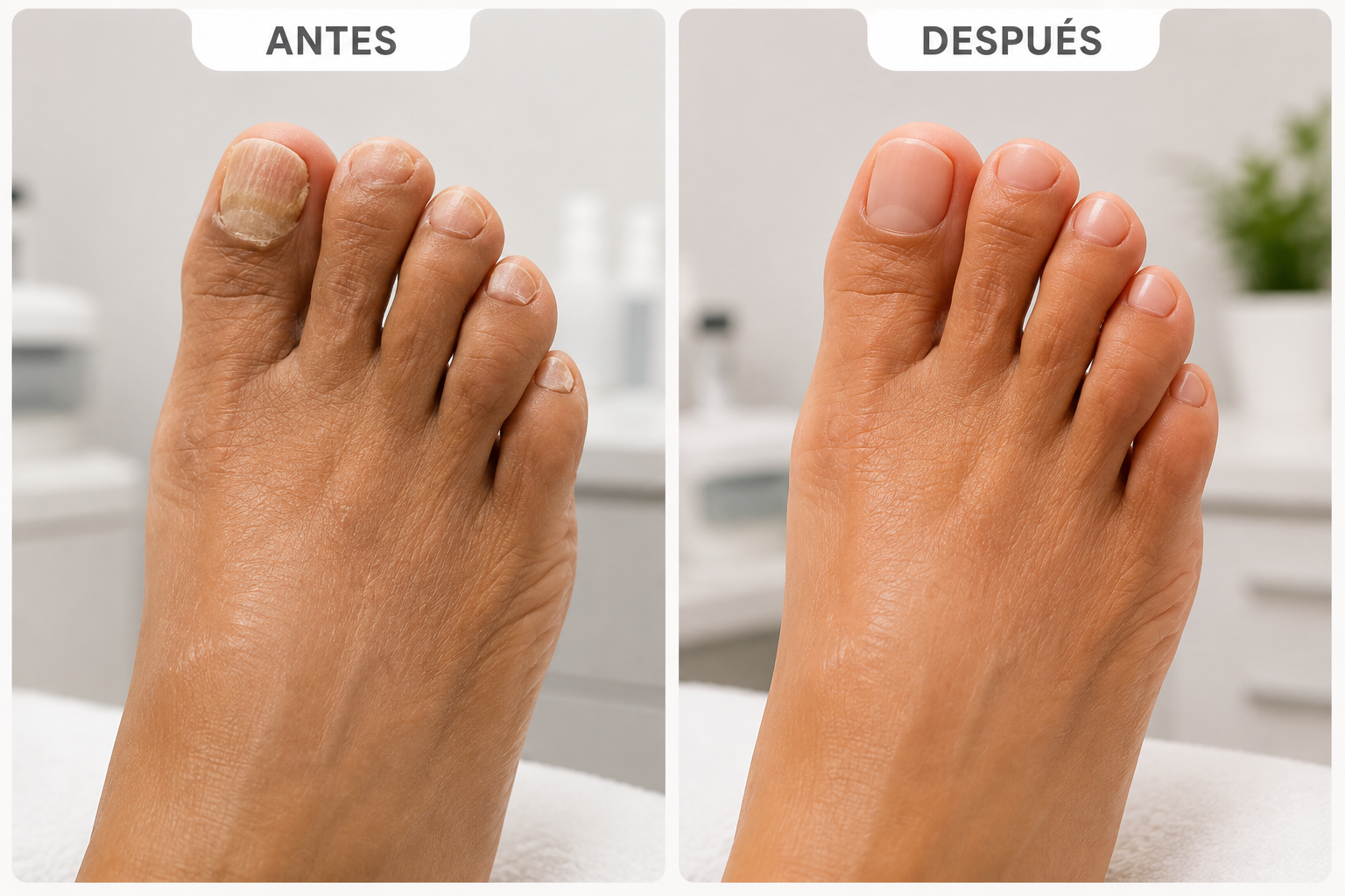 Quiropodia podológica: pie antes y después del cuidado profesional