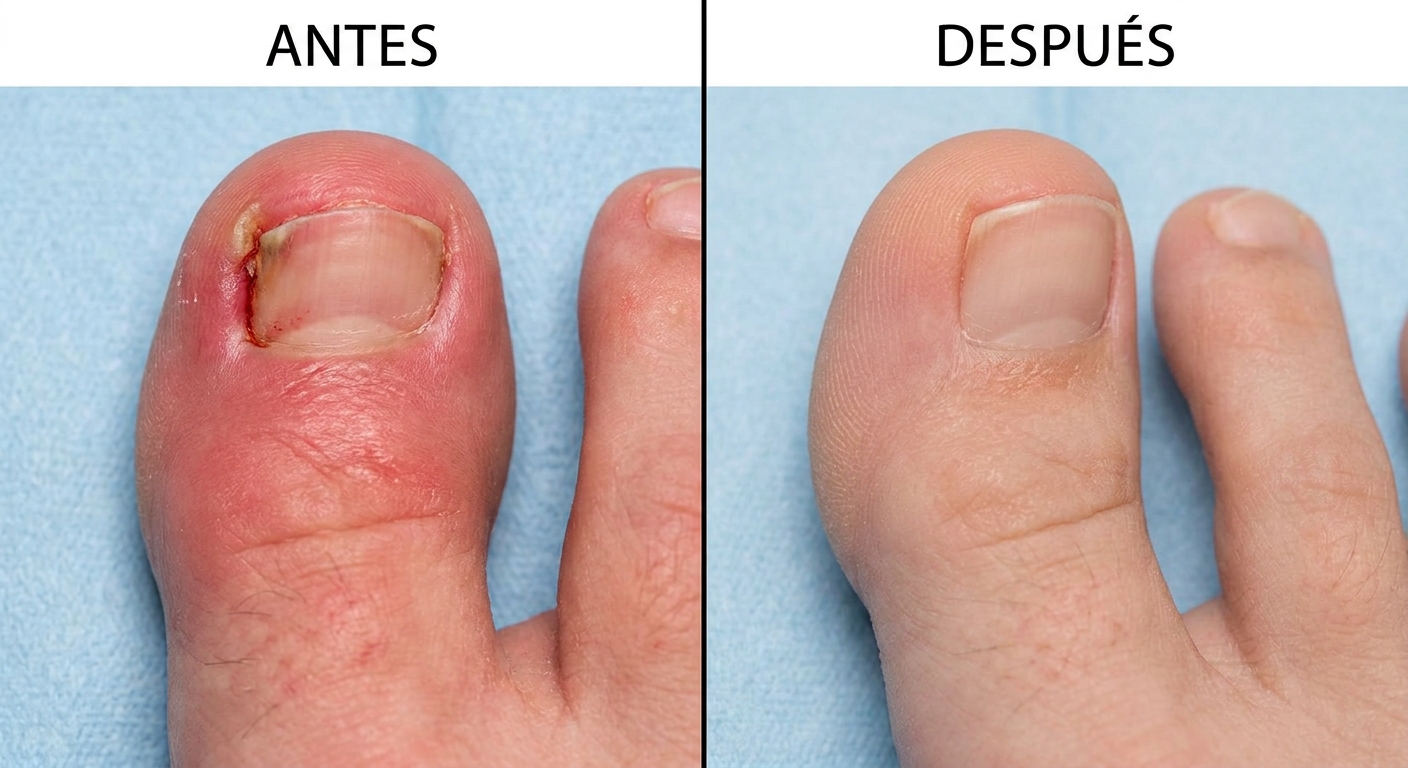 Uñas encarnadas: antes y después de la atención podológica